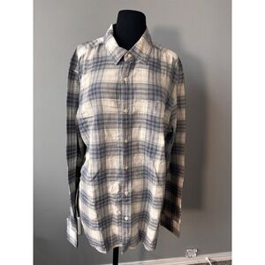 American Eagle Super Soft Plaid‎ Flannel Button Up Shirt, Mens Large blue NWT